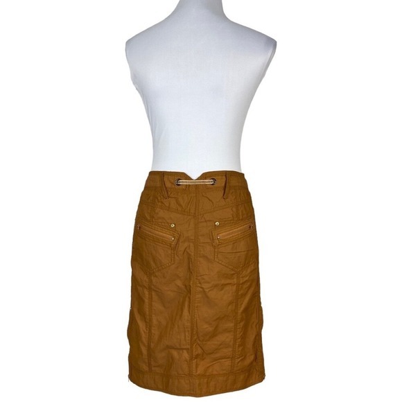 Etcetera Womens Orange Utility Cargo Skirt Side Zip‎ Slit Cotton Blend Size 2 - Picture 5 of 13